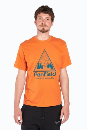 Оранжевая футболка с короткими рукавами и треугольным изображением гор , оранжевый Penfield