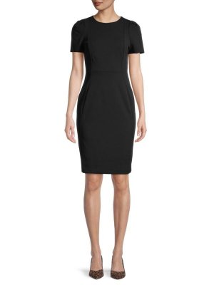 Платье-футляр с короткими рукавами, черный Calvin Klein