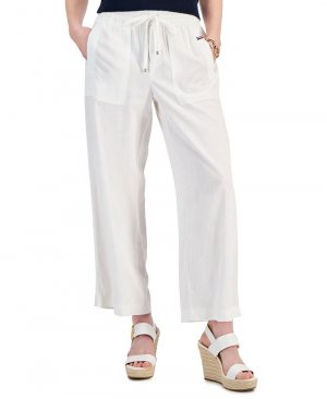 Женские прямые брюки с завязками на талии , белый Tommy Hilfiger