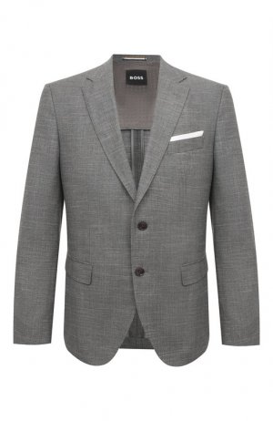 Пиджак из шерсти и хлопка BOSS. Цвет: серый