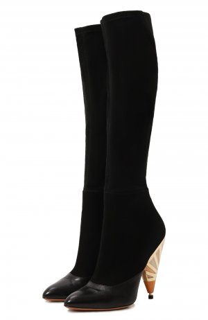 Комбинированные сапоги на декорированном каблуке Givenchy. Цвет: чёрный