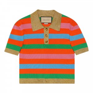 Полосатая футболка-поло , Оранжевый/Многоцветный Gucci