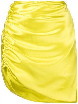 Шелковая юбка мини асимметричного кроя Michelle Mason. Цвет: желтый