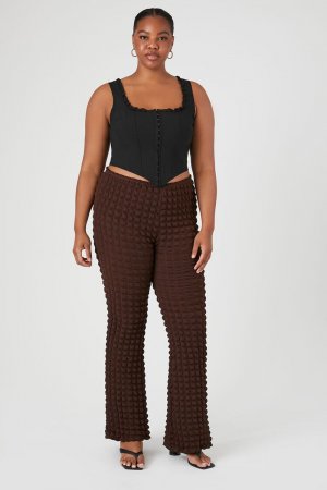 Текстурированные брюки-клеш больших размеров, коричневый Forever 21