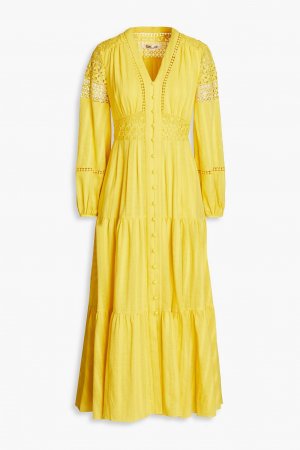 Хлопковое платье миди Gigi со сборками DIANE VON FURSTENBERG, желтый Furstenberg