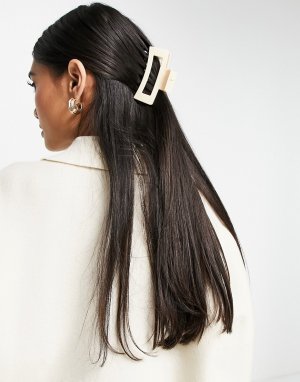Прямоугольный кремовый краб для волос -Белый Accessorize