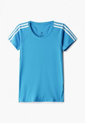 Футболка спортивная adidas TRNG TEE 3S. Цвет: голубой