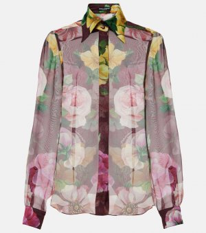 Блузка из шелкового шифона с принтом, мультиколор Dolce&Gabbana