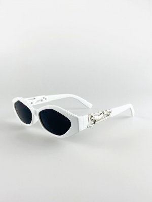 Белые солнцезащитные очки «кошачий глаз» со значком в виде пантеры, белый SVNX