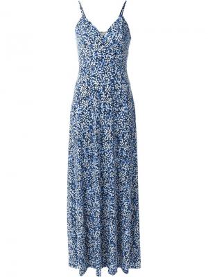 Длинное платье с цветочным принтом Michael Kors. Цвет: синий