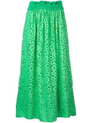 Кружевная юбка миди Tibi. Цвет: зеленый