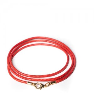 Красный шнурок на шею 65 см., толщина 2.0 мм. с позолоченными элементами Cleo. Цвет: красный