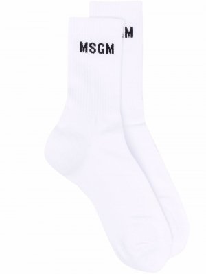 Носки вязки интарсия MSGM. Цвет: белый