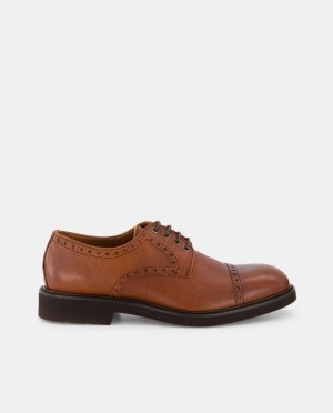 Мужские туфли на шнуровке из тисненой кожи с прямым носком , светло-коричневый Lottusse