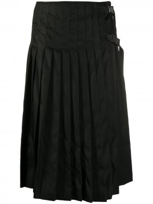 Плиссированная юбка миди с пряжкой Prada. Цвет: черный
