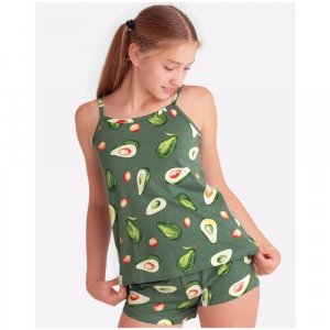 Пижама , размер 134, зеленый HappyFox. Цвет: зеленый