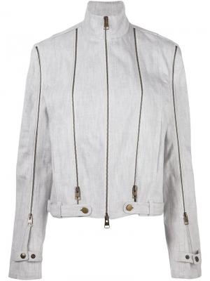 Джинсовая куртка с отделкой молниями JW Anderson. Цвет: белый