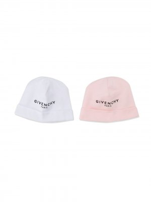 Комплект трикотажных шапок с логотипом Givenchy Kids. Цвет: розовый