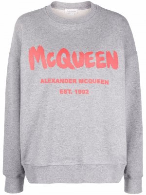 Толстовка с логотипом Alexander McQueen. Цвет: серый