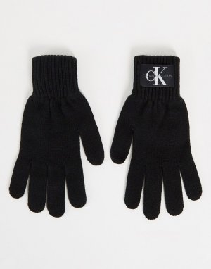 Черные вязаные перчатки с монограммой -Черный цвет Calvin Klein Jeans