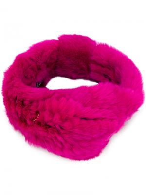 Меховой ободок для волос Yves Salomon Accessories. Цвет: розовый и фиолетовый