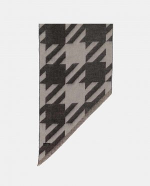 Черный шарф с принтом гусиные лапки , V.Fraas