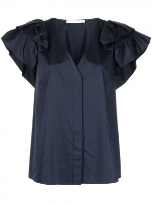 Блузка с оборками Jason Wu Collection. Цвет: синий