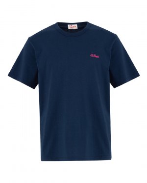 Хлопковая футболка MC2 Saint Barth. Цвет: тем.синий+розовый