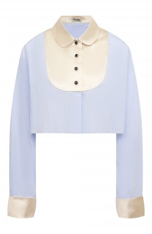Хлопковая блузка Miu. Цвет: голубой