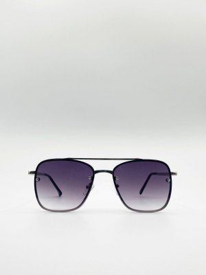 Серебряные солнцезащитные очки-авиаторы в металлической оправе, серебро SVNX