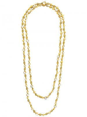 Длинное ожерелье Desrues Chanel Vintage. Цвет: жёлтый и оранжевый