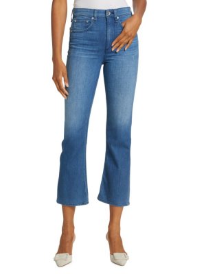 Эластичные расклешенные джинсы до щиколотки с высокой посадкой Nina Rag & Bone, цвет Poppy bone