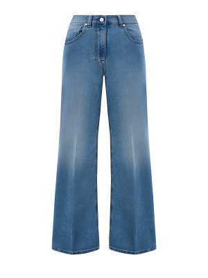 Расклешенные джинсы из окрашенного вручную денима PESERICO. Цвет: синий