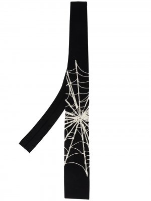 Трикотажный галстук с вышивкой Yohji Yamamoto. Цвет: черный