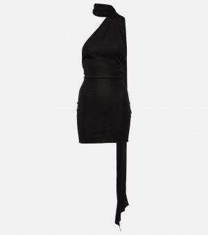 Мини-платье из джерси с открытой спиной и шарфом , черный Alex Perry