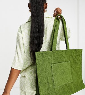 Махровая сумка-тоут цвета хаки -Зеленый цвет South Beach