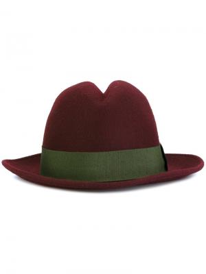 Фетровая шляпа с контрастной лентой Antonio Marras. Цвет: розовый и фиолетовый