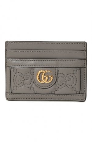 Кожаный футляр для кредитных карт Gucci. Цвет: серый