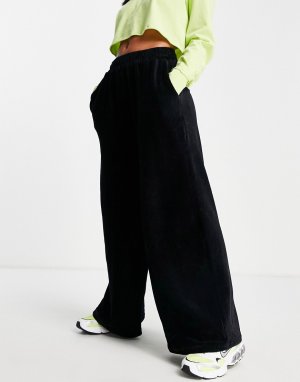 Черные брюки из бархата с широкими штанинами в рубчик от комплекта -Черный цвет Bolongaro Trevor