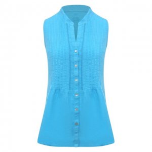 Льняная блузка 120% Lino. Цвет: голубой