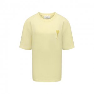 Хлопковая футболка Ami. Цвет: жёлтый