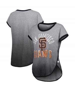 Женская серо-черная футболка San Francisco Giants Home Run Tri-Blend с короткими рукавами Touch