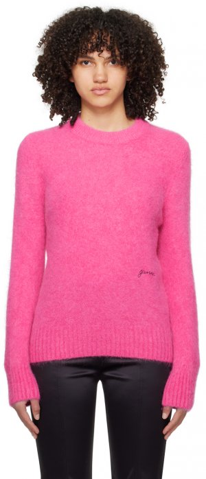 Розовый свитер с начесом Ganni