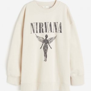 Свитшот Nirvana Oversized, кремовый H&M