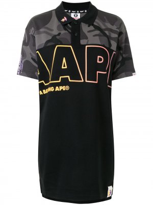 Рубашка поло с камуфляжным принтом и логотипом AAPE BY *A BATHING APE®. Цвет: черный