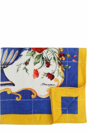 Хлопковое пляжное полотенце с принтом Dolce & Gabbana. Цвет: разноцветный