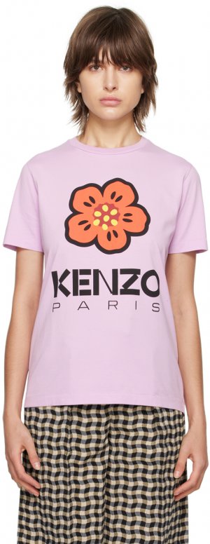 Пурпурная футболка с цветочным принтом Paris Boke Kenzo