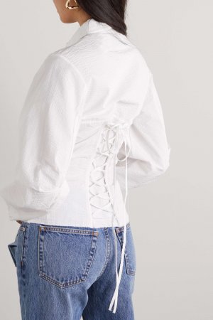 MARQUES' ALMEIDA Рубашка из фактурного хлопка со шнуровкой, белый Marques'