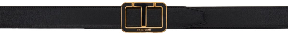 Черный ремень с пряжкой логотипом TOM FORD