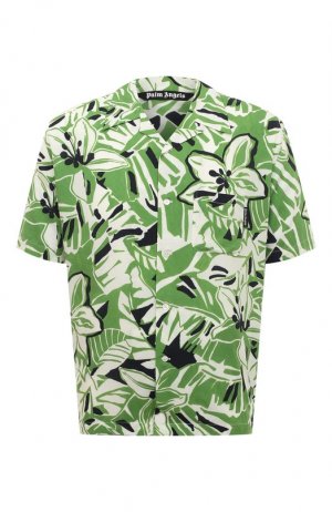 Рубашка из вискозы Palm Angels. Цвет: зелёный